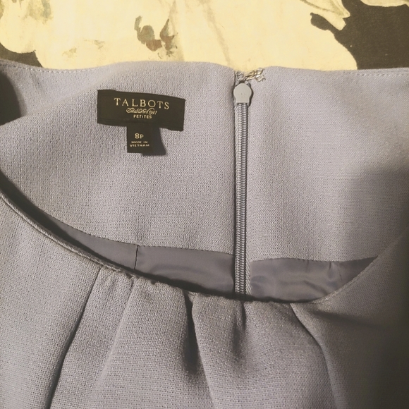 TALBOTS PETITES PLEATED ADORABLE MUTED SKY BLUE DRESS SIZE 8P - Picture 8 of 13